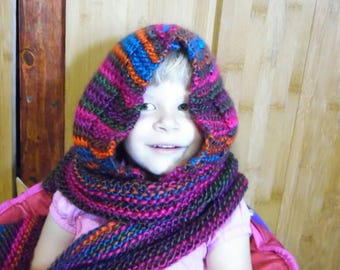 Multicolor hooded scarf