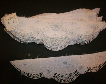 1920s antique lace embroidery inset/collar piece childrens heirloom sewing