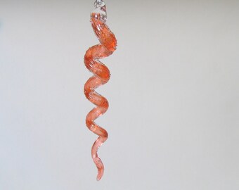 Glass Icicle Ornament Suncatcher / Pale Peach Christmas tree decorations / Holiday Decor / Gifts Under 25