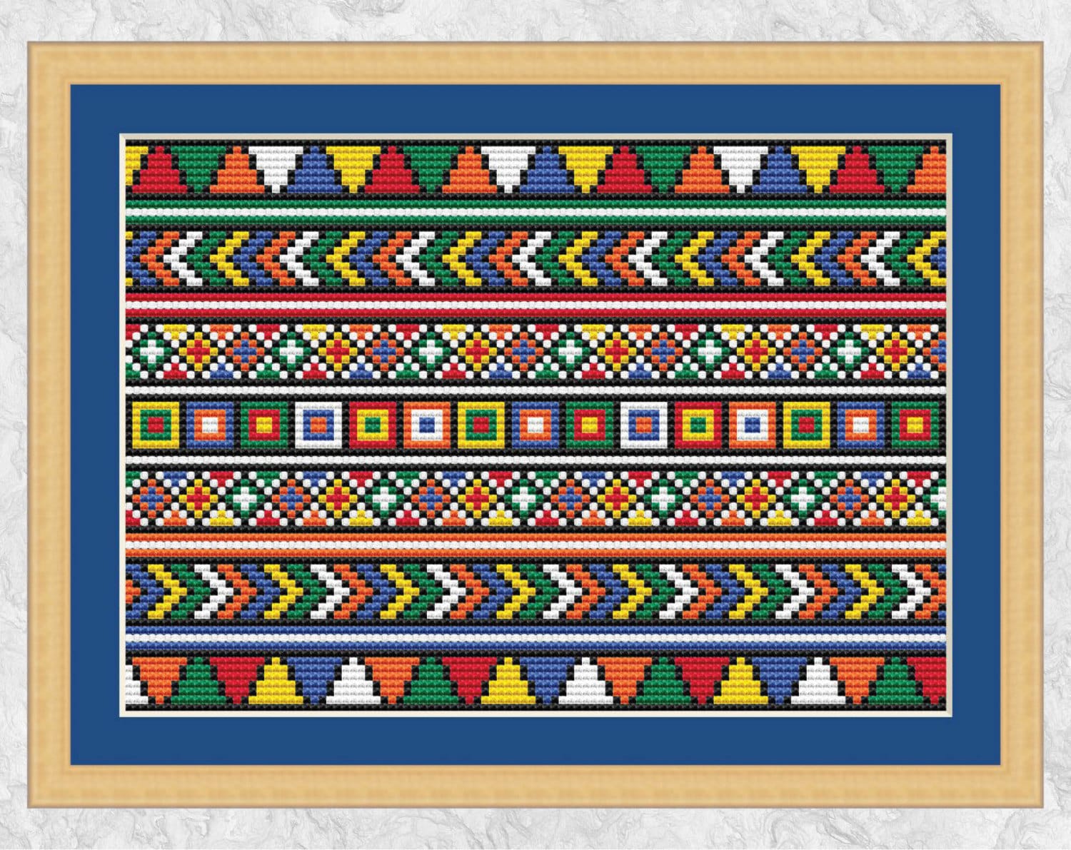 African cross stitch pattern beadwork effect cross stitch