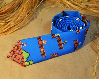Super Mario Necktie - 8 bit tie - Nintendo Necktie - Geek Gift - Retro Mario Bros