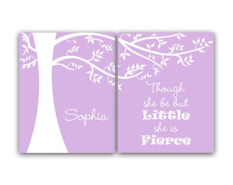 Nursery CANVAS Wall Art, Though She Be But Little She Is Fierce, Personalized Kids Wall Art, Kids Name Art, Girls Room Decor - KIDS27