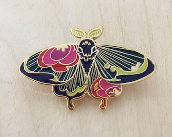 Floral Moth (Indigo) - Enamel Pin
