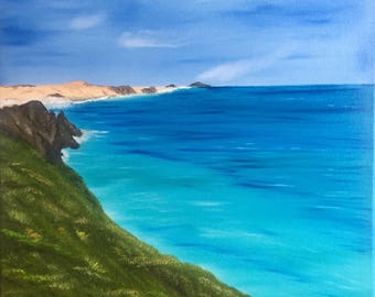 Original Oil Painting Beach Cape Reinga Blue Ocean