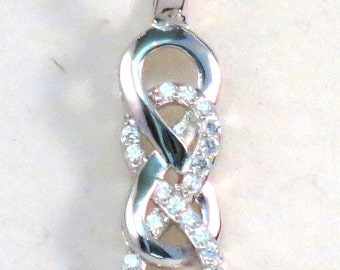 Double Infinity Pendant/Necklace Sterling Silver and Dazzling Cubic Ziconias