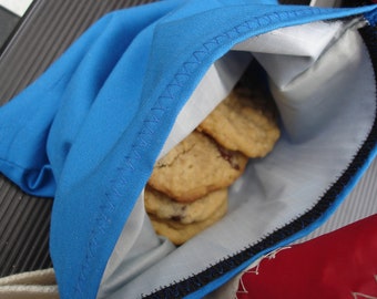 Blue Reusable Cloth Sandwich Bag with Velcro Closure