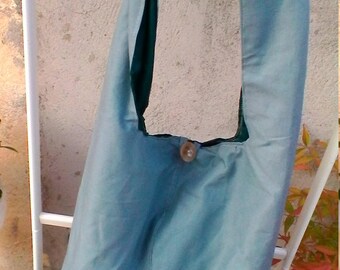 Blue cotton hobo bag with inner pocket