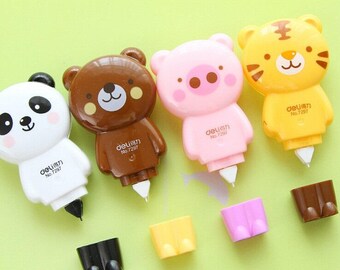 Animal-Shaped Correction Tapes / Cute Correction Tape / Kawaii Correction Tape / Cute Stationery / Kawaii Stationery / Cute School Supplies