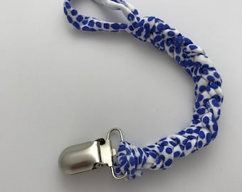 Braided Cotton Pacifier Clip Blue Polka Dot // Braided Pacifier Clip // Paci Clip // Binky Clip // Baby Shower Gift // Newborn Gift