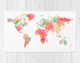 World Map Rug floral rug 3x5 4x6 2x3 area rug bath mat world map bedroom dorm room rug floral map print pink home decor world travel gifts