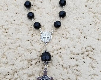 Hand Made One decade pocket Rosary, St. Benedict Center and Crucifix