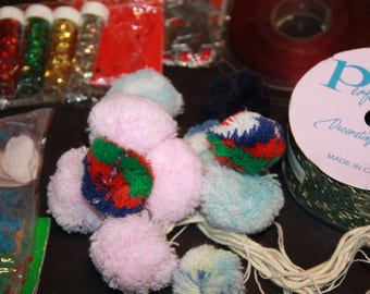 craft items bulk mixed lot glitter shells ribbon stars pearl beads rope vintage used items pom poms mixed lot various craft items bulk lot