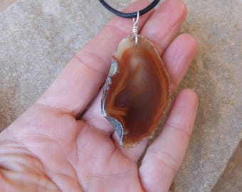 Large Carnelian pendant necklace - orange raw gem stone - naturally sourced in Australia. one off a kind macrame jewelry - crystal necklace