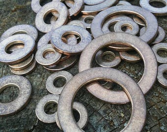 50pc, Washer Blanks, Beads, Mix&Match Washer Stamping Blanks, Washer Metal Stamping Blanks, Antiqued Bronze, Blank Stamping Tags