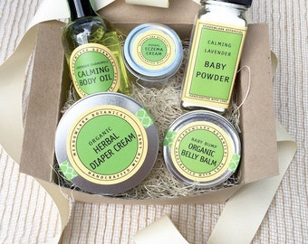 Organic Baby Shower Gift Set | New Mom Gift Basket | Mother's Day Gift for Mom to Be | Vegan Gift for New Mom | Pregnancy Gift