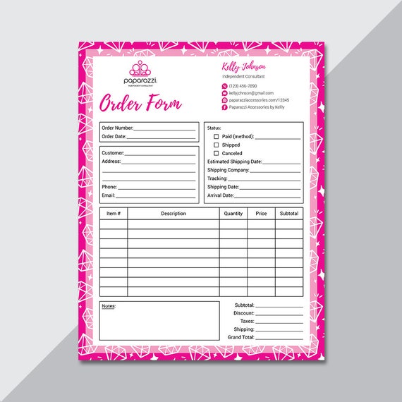 Paparazzi Order Form Custom Paparazzi Accessories Invoice