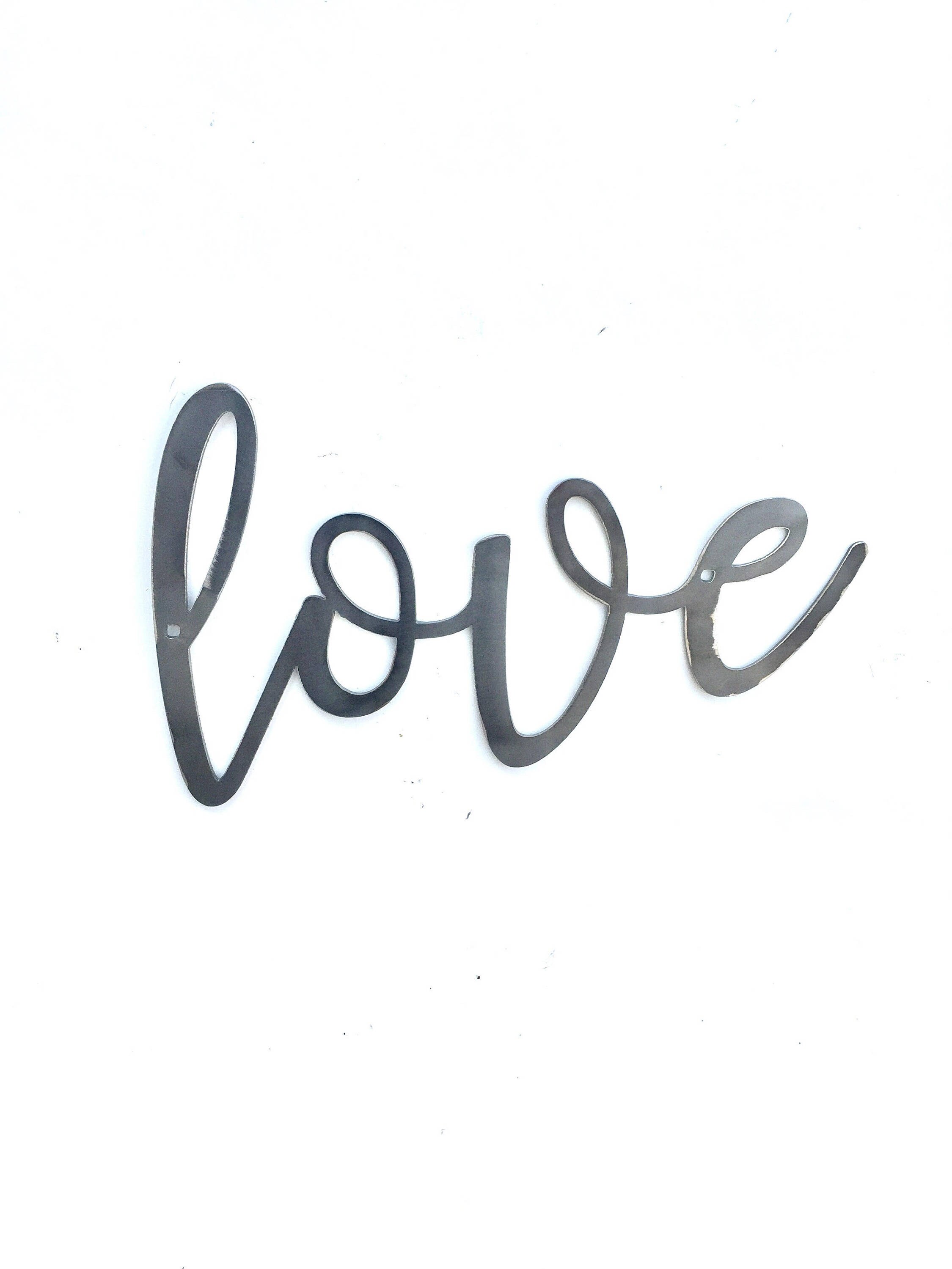 LOVE Script Metal Word Wall Expressions Cursive words Metal