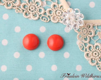 "Coral-Buttons" vintage stud earrings 12 mm