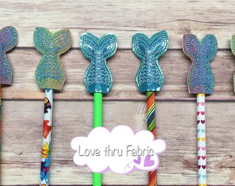 Mermaid Tail Pencil Topper, Glittery Mermaid Tail Pencil Topper, Glitter Mermaid Scales, Mermaid Party Favors, Stocking Stuffer