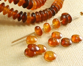 30 Horn Beads Golden Amber Color 6mm x 3mm Spacer disk Natural Animal Real Horn beads