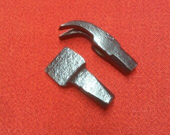 Antique Hammer Heads 2 Preserved Deep Charcoal Patina Old Blacksmith Tools