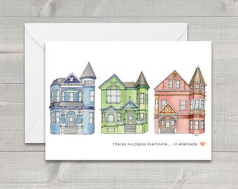 Alameda Victorian Houses Greeting Card