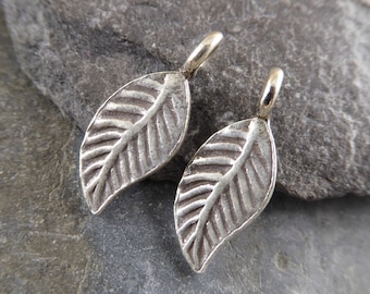 Hill Tribe Fine Silver Pretty Little Leaf Charm - Fine Silver Leaf - Thai Silver Leaf - Hill Tribe Leaf - htfspllc