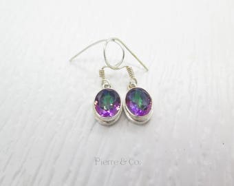 16 Carats Oval Cut Mystic Topaz Sterling Silver Earrings