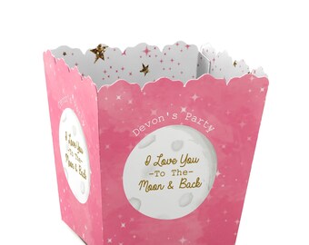 Pink Twinkle Twinkle Little Star - Custom Small Candy Boxes - Personalized Girl Baby Shower and 1st Birthday Party Favor Boxes - Set of 12