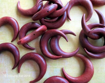 Horns of My Dilemma Carved Sawo Wood Drilled Crescent Bead 25mm for Vegan Jewelry