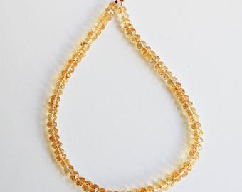 Natural Citrine Faceted Rondelle 5.5mm Loose Beads, Natural Gemstone Beads, Semi precious Gemstone Bead, Wholesale Bead, Yellow Bead