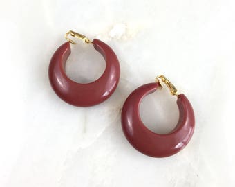 Vintage Bakelite Clip On Hoops