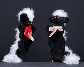 Skunk hand puppet, handmade faux fur puppet, animal puppet show