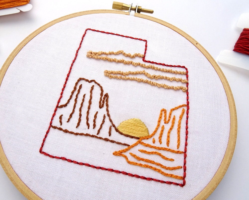 Utah Embroidery Pattern, PDF Embroidery, Hand Embroidery Download