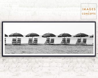 Black & White Panoramic Print ~ Large Wall Art ~ Home Decor ~ Printable Photography ~ Large Printable Art ~ Digital Download ~ Beach Scene