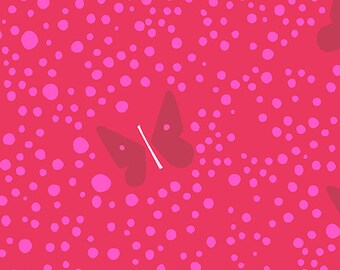 Butterflies - Red Hot - A-5677-R - Lizzy House for Andover Fabrics - 1/2 Yard
