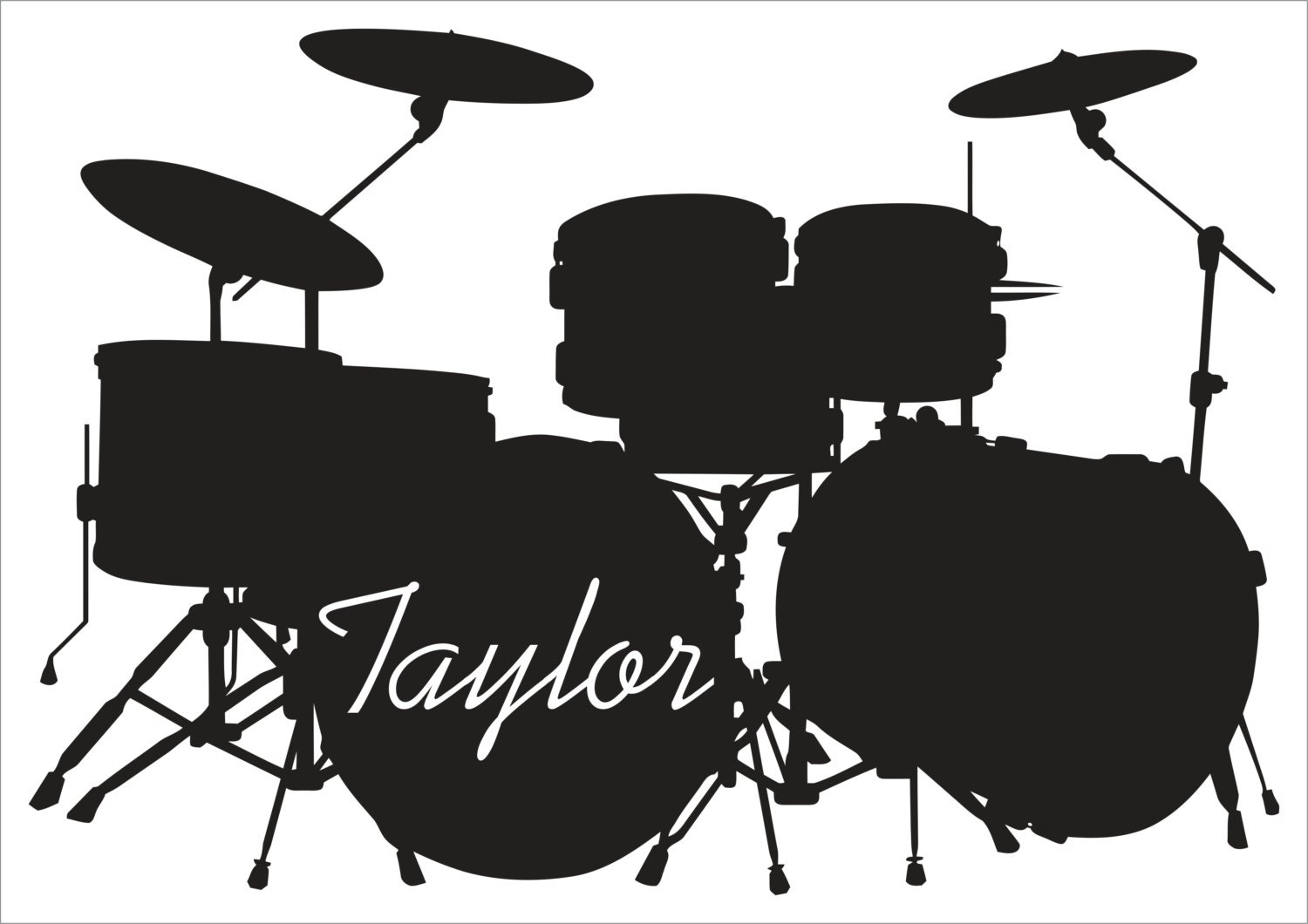 DRUM SET Wall Mural Decal Sticker Music Drums Drummer Wall Art