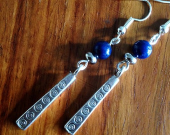 Lapis Lazuli Earrings, Bohemian earrings, Ethnic earrings, Boho earrings, Tribal earrings, Silver dangle earrings, Lapis Lazuli Jewellery