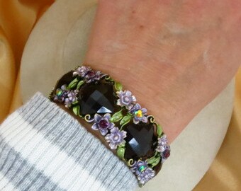 Floral Rhinestone Bracelet