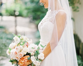 Soft Bridal Veil Wedding Bridal Veil white, ivory bridal Veil Elbow Fingertip Waltz Floor Chapel Cathedral length veil bridal veil cut veil