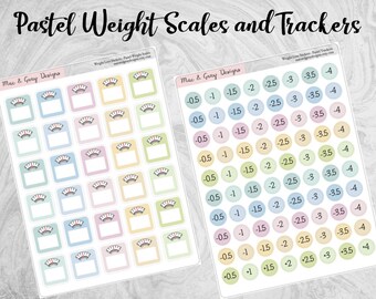 Pastel Weight Loss Stickers // Weight Scale Stickers | Weight Loss Trackers | Diet Trackers | Happy Planner Erin Condren Diary Stickers