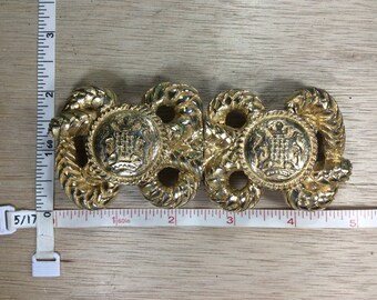 Vintage Gay Boyer Gold Toned Rope And Crest Belt Buckle Used
