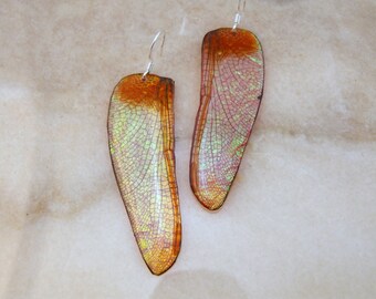 Dusty Pink Wide Dragonfly Wing Resin Earrings