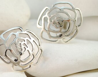 Rosebud Sterling Silver Clip-On Earrings - FREE Shipping