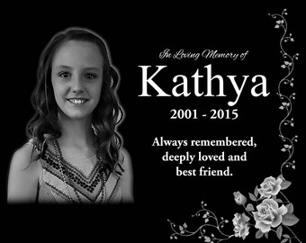 Human Photo Tombstone, headstone, large 12x10 inches, personalized laser engraved