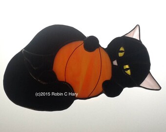 Halloween Cat Stained Glass Sun Catcher