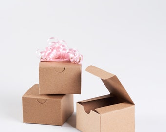 12 Kraft Gift Box with lid - 3x3x2 boxes with tuck top