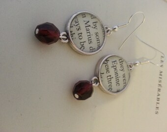 Les Miserables Marius and Eponine Book Page Earrings