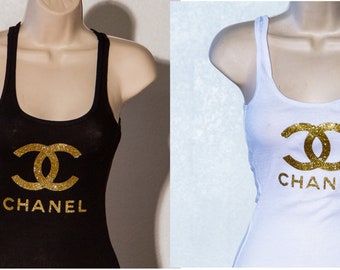 CC Logo Tank Top Gold Glitter Fashionista CC Logo 2