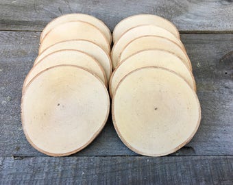 10 Birch wood slices 3.5" - 4.5"